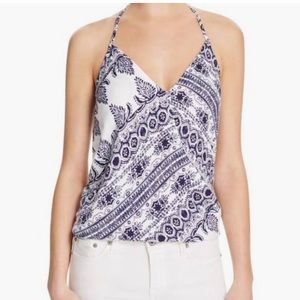 Blue and White Patterned Halter Top